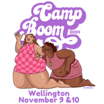 The Camp Boom logo featuring two fat babes