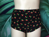 Cherry print boy-leg plus size briefs displayed on a mannequin, cotton briefs plussize underwear