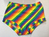 Rainbow-striped boy leg plus size briefs, cotton briefs plussize underwear