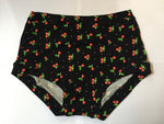 Cherry print boy-leg plus size briefs,, cotton briefs plussize underwear