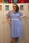 KRIS raglan sleeve dress - royal blue & white stripes