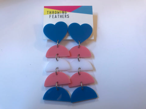 Dangle heart earrings - clip on